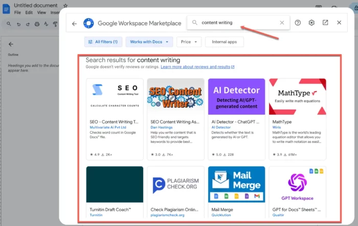 Add-ons for content writing - Google Docs
