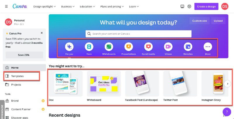 Canva to design visuals for new business website