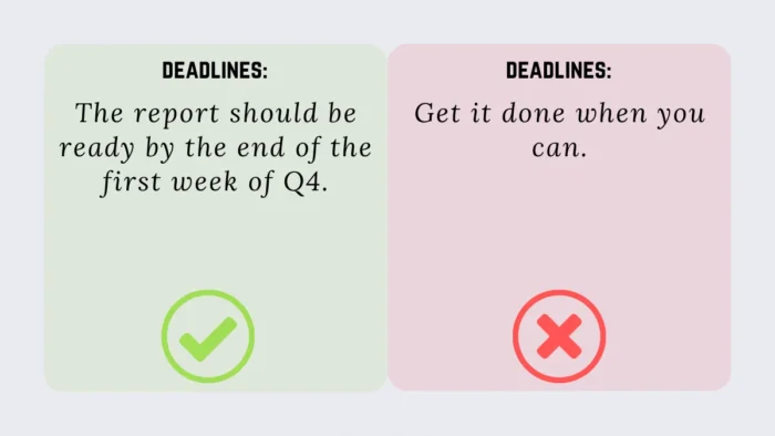 Clearly define the deadlines
