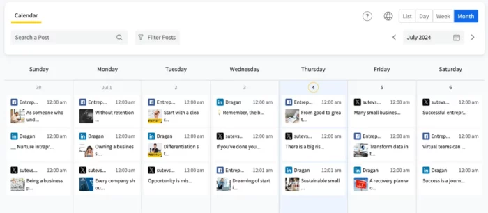 Content Calendar in Social Pilot