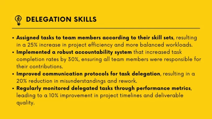 Delegation Skills in Leadership Resume