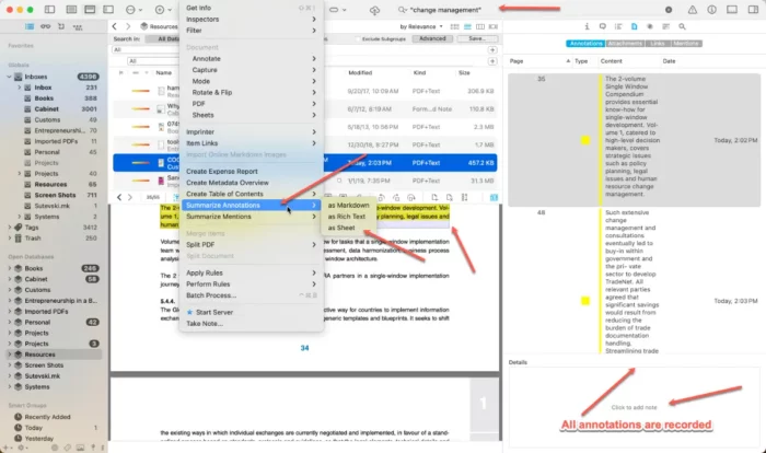 DevonThink Annotations for Content Research