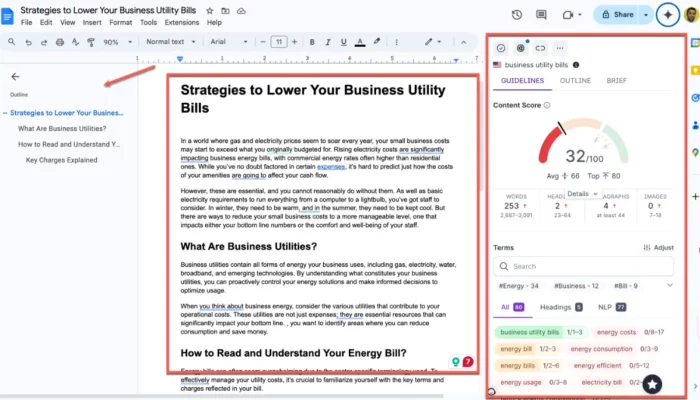 Google Docs and SurferSEO