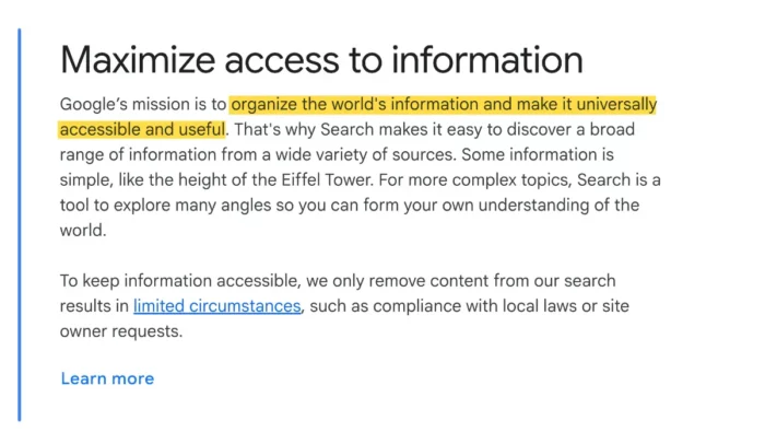 Google’s mission statement—to organize the world’s information