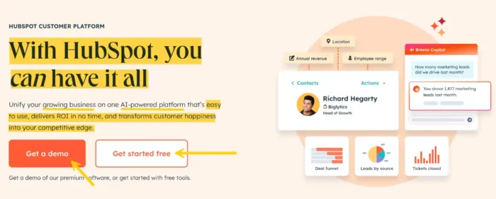 Hubspot call-to-action example