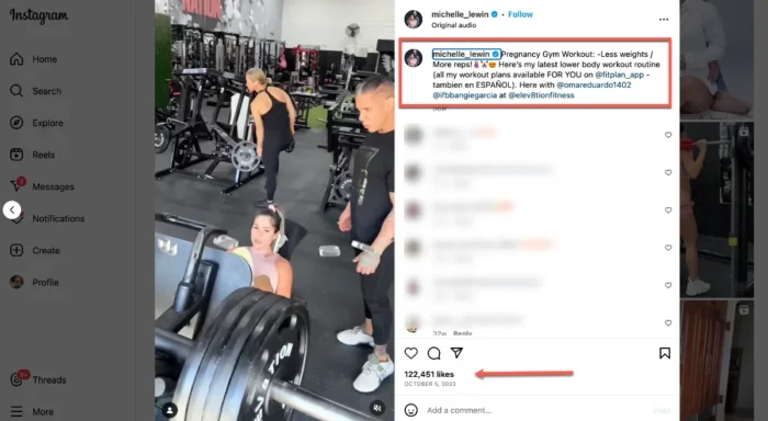 Michelle Lewin Reels Workout Routine
