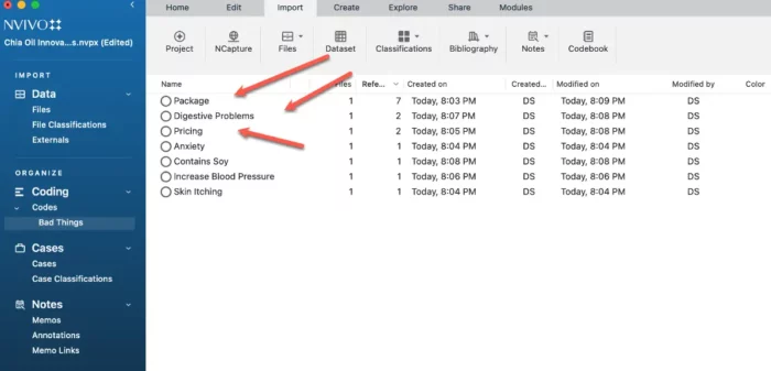 Nvivo frequency of coded complaints