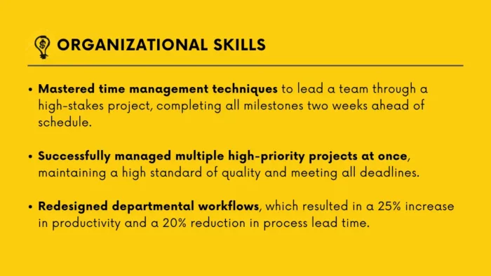 Organizational Skills in Leadership Resume
