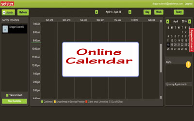 Online calendar for scheduling meetings