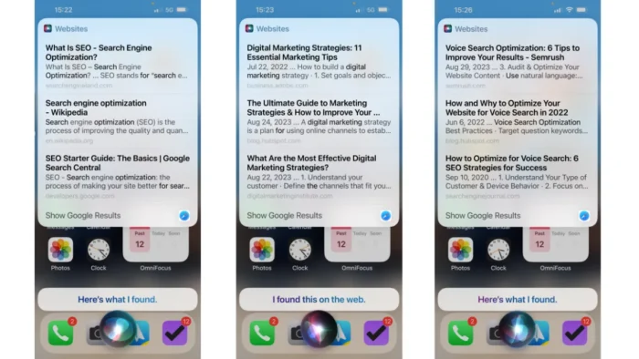 Voice Search Results - Siri