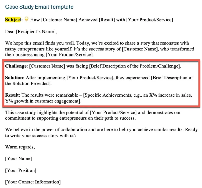 case study email template