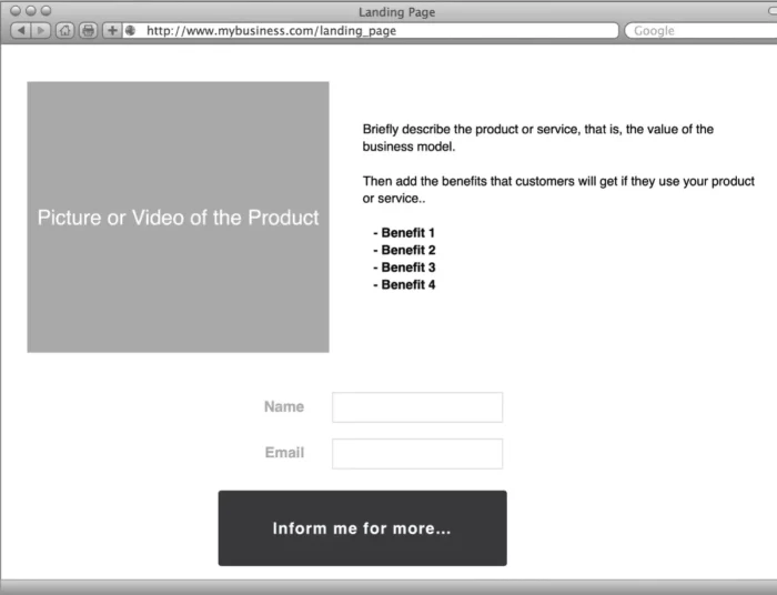 landing page for idea validation
