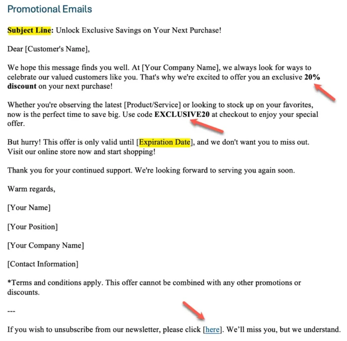 promotional email template