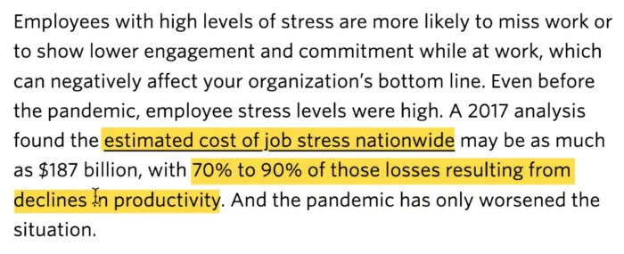 stress and decline in productivity