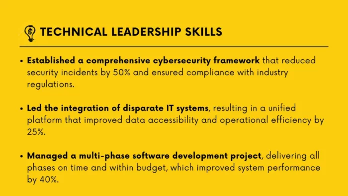technical leadership skills in leadership resume